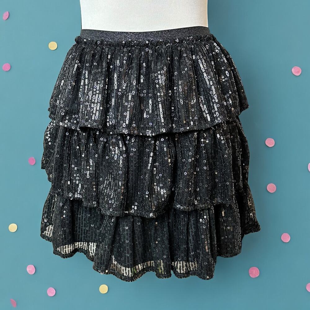 Cat & Jack Flouncy Layered Ruffle Sequin Party Skirt NWT